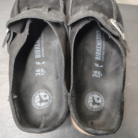 Birkenstock Buckley Mule Clog Sandals Women's Size 36 Black Suede Moc Toe - Picture 5 of 11